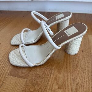 Dolce Vita White Croc-Patterned Heels